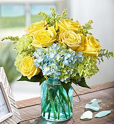 Sunny Garden Cool Blue and Golden Blooms in Gainesville, FL | PRANGE'S FLORIST