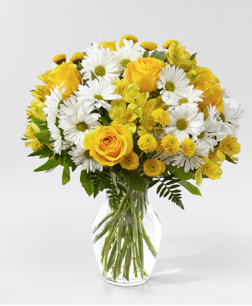 Sunny Sentiments Bouquet with 5 Yellow Roses in Laurel, MD | Lea's Flower Shop