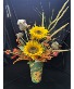 Sunny Side Up Silk Arrangement Silk Flowers Sunflowers Tin Planter Fall