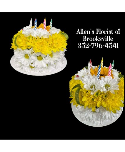 Sunny Smiles Birthday Cake  Fresh cut flowers 