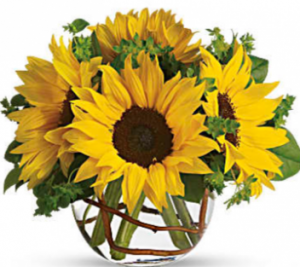 Sunny Sunflowers Round Bubble Bowl