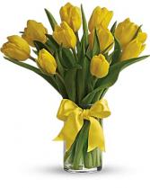 Sunny Yellow Tulips Vase Arrangement