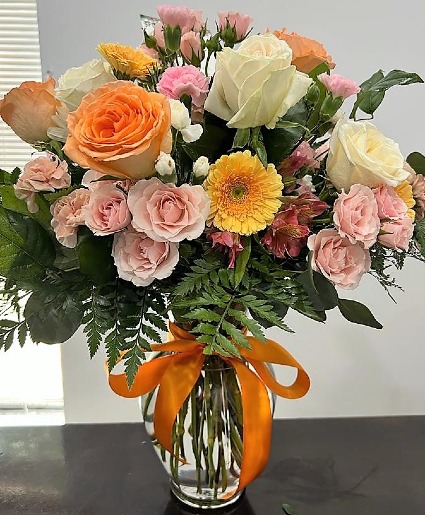 sunset flower arrangement