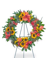 Sunset Reflections Wreath Funeral Arrangement 