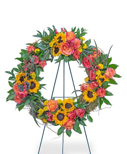 Sunset Reflections Wreath Sympathy Flowers
