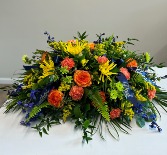 Sunset & Roses Casket Arrangement