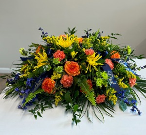 Sunset & Roses Casket Arrangement