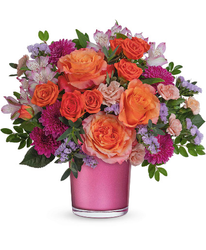 Sunset Serenade Bouquet DX polished Pink Glass cylinder, TEV72-6B