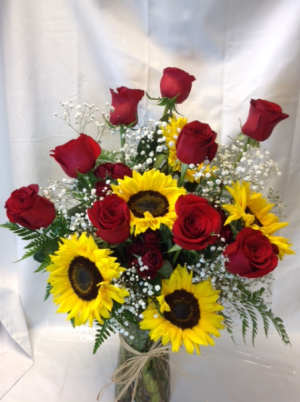 Sunshine and Roses Deluxe Vased Arrangement