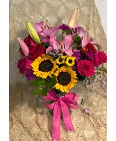SUNSHINE and ROSES Tall Vase Arrangement