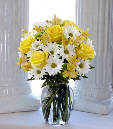 Sunshine and Roses Vase arrangement