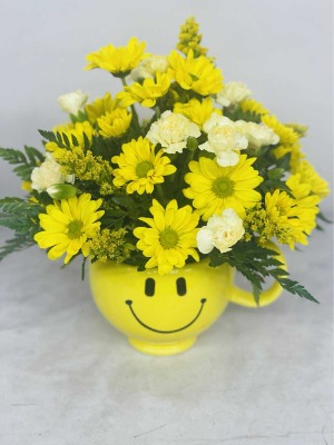 SUNSHINE AND SMILES  SMILING MUG ARRANGEMENT 