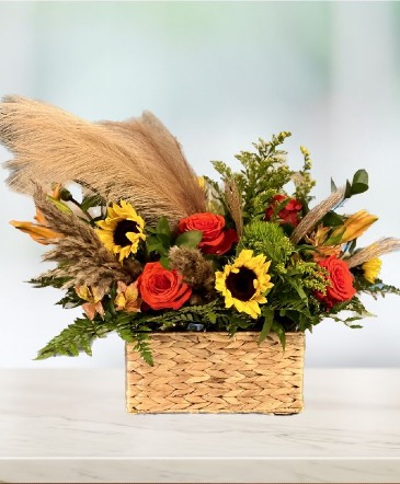 Sunshine Bliss Basket Bright colors flower delivery in Fairfield, CA | J Francis Floral Design