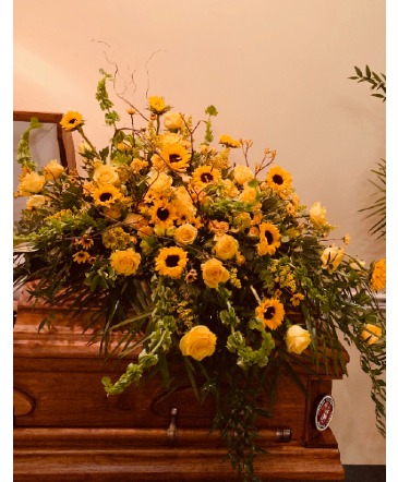 Sunshine  casket spray in Jasper, AL | The Rustic Rose Flowers and Gifts