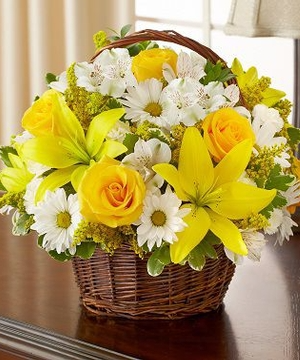 Sunshine in a Basket Basket of yellows and whites