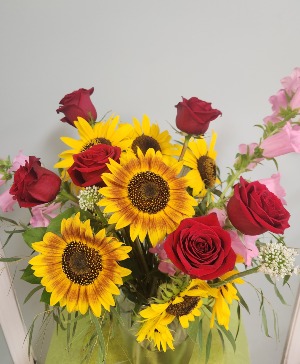 Sunshine  Sunflowers and roses