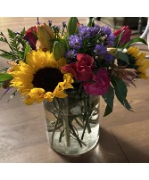 Sunshiney Day Bouquet Vibrant Rose and Sunflower Mixed Bouquet