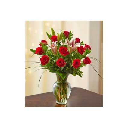 Super Deluxe with Lilies Mixed Rose Arrangement