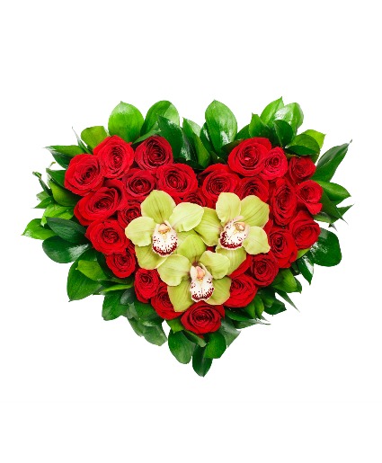 Supreme Affection Heart Shaped Red Rose Bouquet