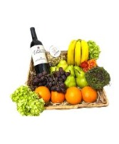 Supreme Fruit and Red Wine Basket Gift Package