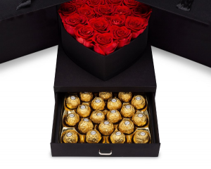 Surprise Me Box Red Roses  Black box red roses with chocolates