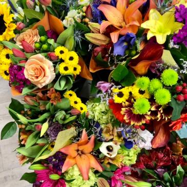 Designer’s Choice Wrapped Bouquets in Mattapoisett, MA | Blossoms Flower Shop