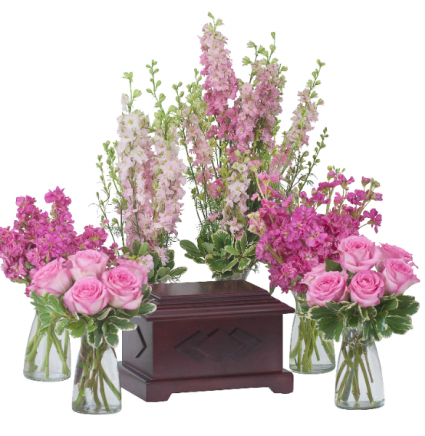Surrounded by Love in Pink Memorial Arrangement