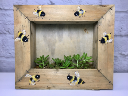 Swarm of Succulents  Hand Painted Wall Mount Planter 