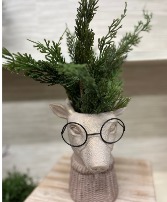 Sweater Weather Reindeer w/ silk Greens  Silk Arrangement 