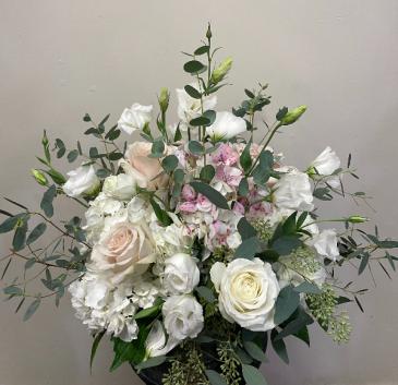 Textured in whites Vase Arrangement in Northport, NY | Hengstenberg's Florist