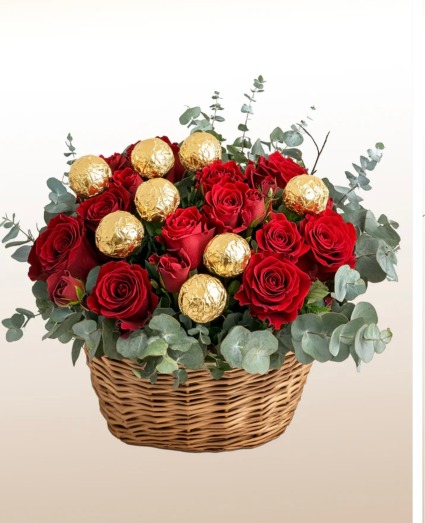 sweet and roses pretty basket fresh flowers