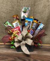 Sweet treats  Chocolate bar and candy bouquet