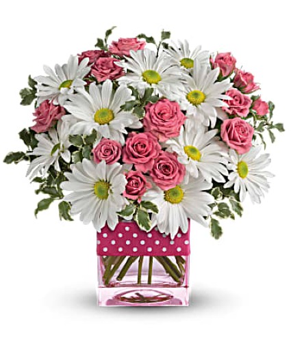 Sweet Daisy  And Rose Cube Fresh Flower Cube