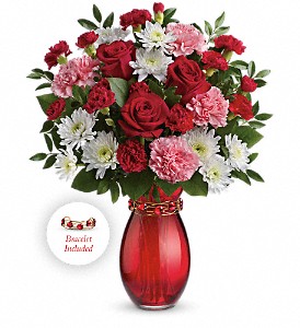 Teleflora's Holiday Embrace Vase Arrangement with Bracelet