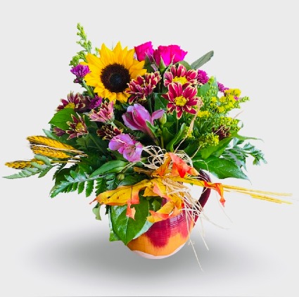 Sweet Harvest Charm Pitcher Bouquet Fall Arrangement