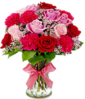 Sweet Heart Bouquet Valentines Day Vase Arrangement
