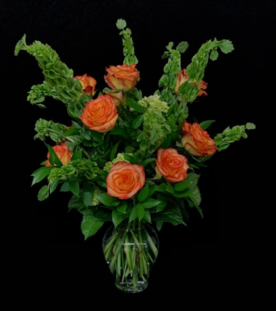 Sweet Lass Bells of Ireland with Rose Design