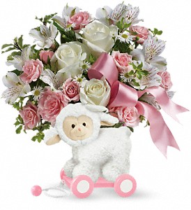 Sweet Little Lamb - Baby Pink floral arrangement