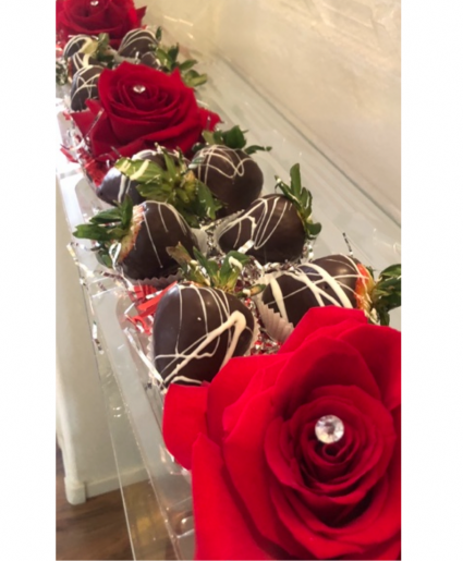 Sweet Love chocolate covered strawberries and roses