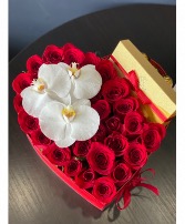 Sweet love gift set with roses and chocolate  