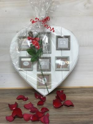 Sweet memories Heart Frame and chocolate rose gift set