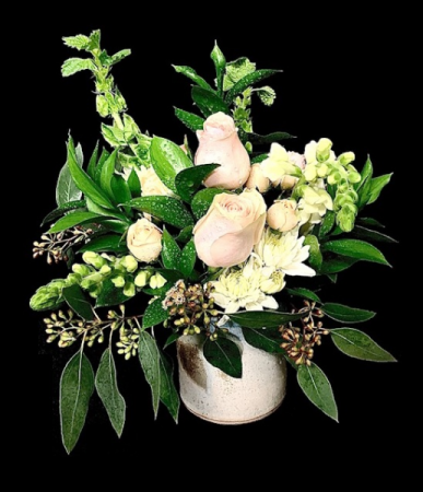 Blushing Pottery Vase Mixed Floral