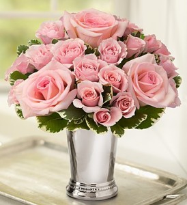 Sweet Pink Roses in 4" Julep Cup Small and Impactful!