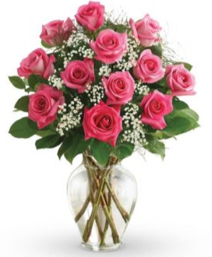 Sweet Romance Bouquet 1DZ Hot Pink Long Stem Rose 