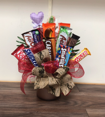 Sweet treats Chocolate and candy bouquet