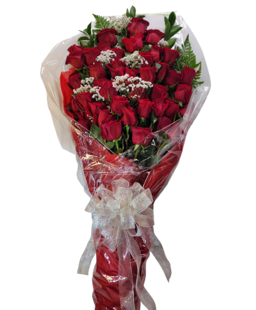 Red Long Stem Roses Wrapped Wrapped Roses in Troy, MI | ACCENT FLORIST