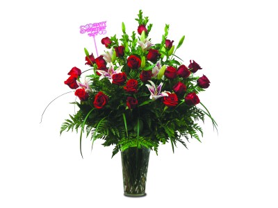 Sweetest Day Two Dozen Roses With Stargazer Lily