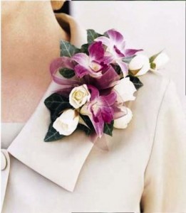 SWEETHEART ROSE AND BI-COLOR DENDROBIUM  CORSAGE OR WRISTLET