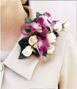 SWEETHEART ROSE AND BI-COLOR DENDROBIUM CORSAGE OR WRISTLET