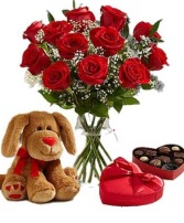 Sweetheart's Delight Roses, Chocolates & Plush 